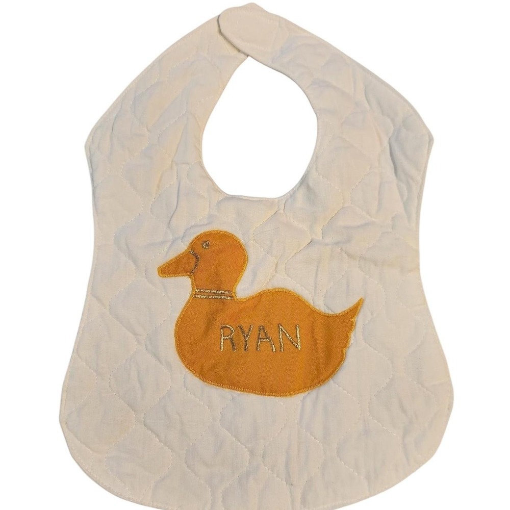 80s Heirloom Nursery Quilted Duck Baby Bib Vintage 🦆